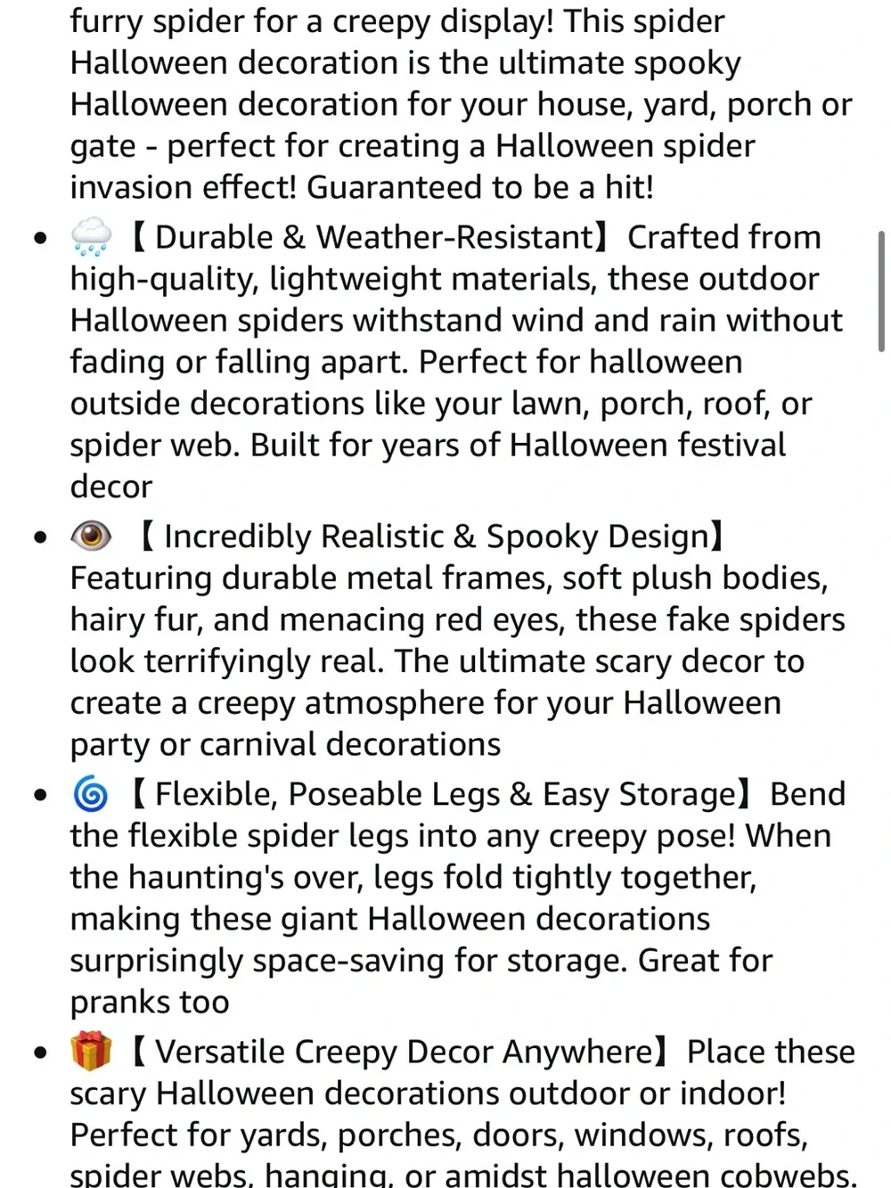 Giant Black Spider Halloween Hanging Decoration - 6.6ft